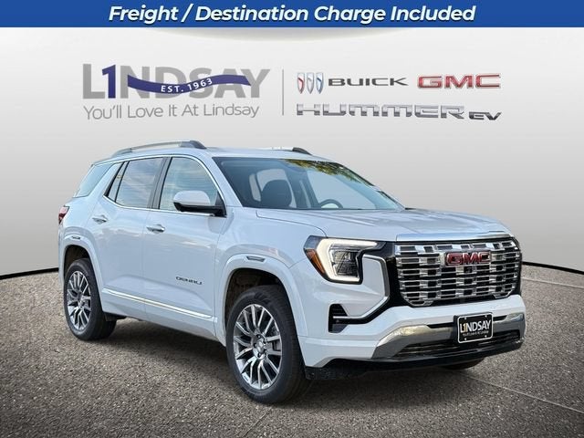 2026 GMC Terrain Denali in Glacier White Tricoat — front three-quarter view