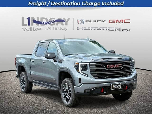 2026 GMC Sierra 1500 AT4 in Sterling Metallic — front three-quarter view