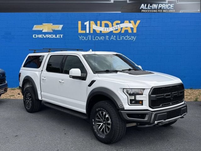 2020 Ford F-150 Raptor in White — front three-quarter view