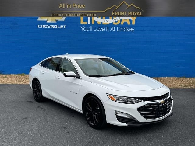 2024 Chevrolet Malibu 2LT in Summit White — front three-quarter view