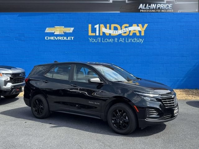 2023 Chevrolet Equinox LS in Mosaic Black Metallic — front three-quarter view